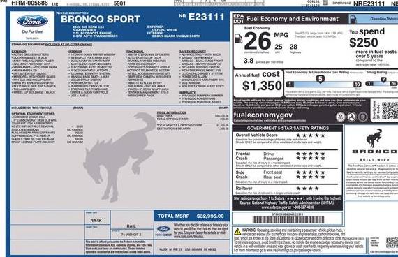 FORD BRONCO SPORT 2022 3FMCR9B62NRE23111 image